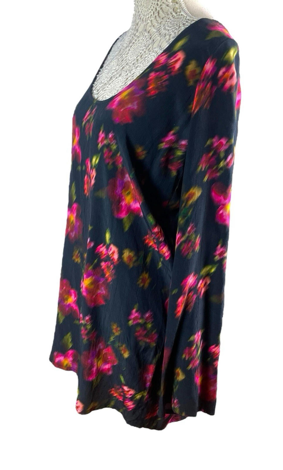Nasty Gal Floral Tunic Mini Dress Women’s UK Size 10 Long Sleeve Scoop Neck