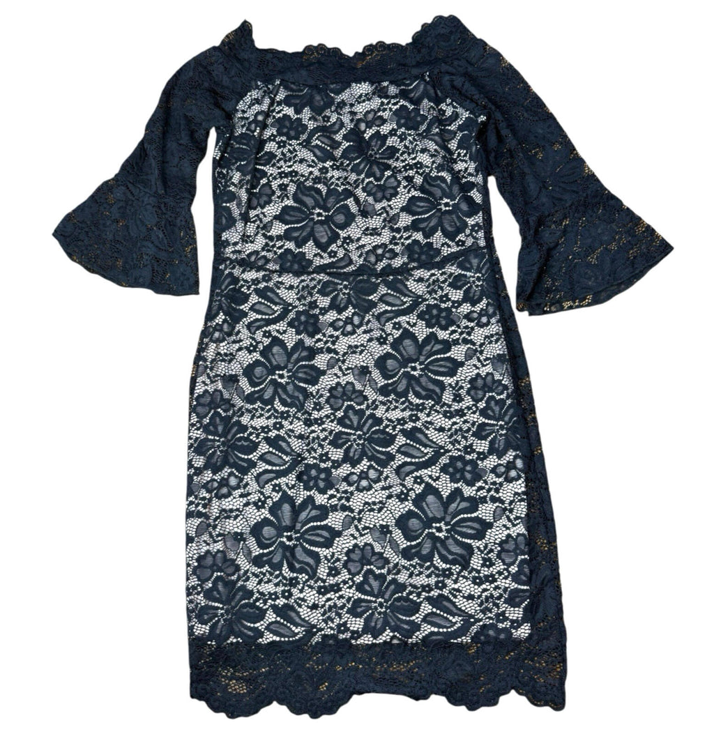 Quiz Lace Mini Dress Women’s UK Size 12 Off Shoulder Lined Black Nude