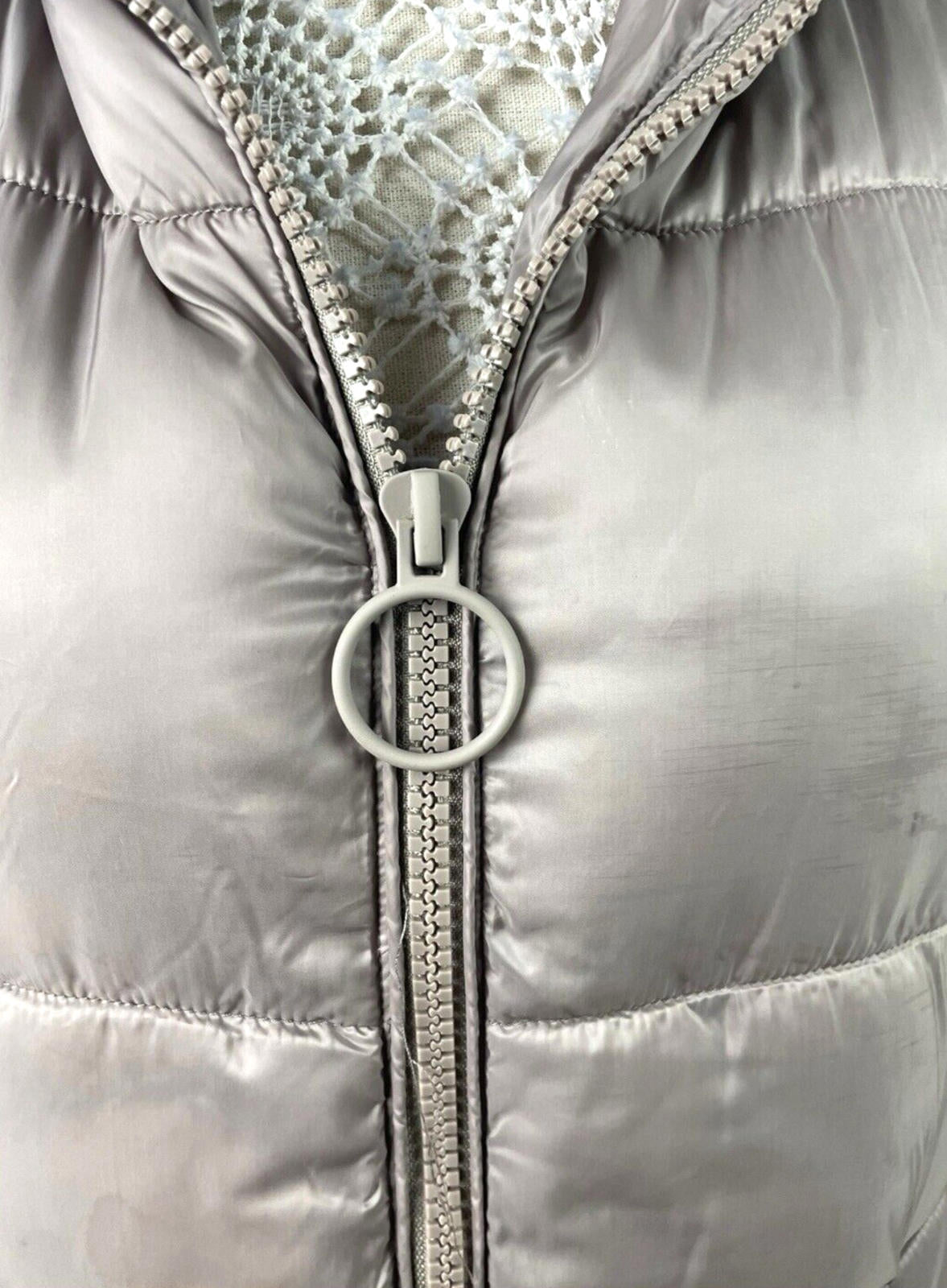 Pull & Bear Long Padded Gilet Women's UK Size XS Grey Hooded Sleeveless Puffer