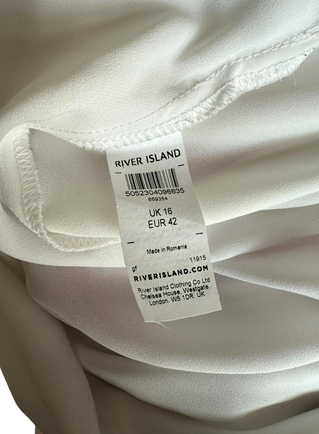 River Island White Camisole Top Tie Neck Lightweight Women’s UK Size 16