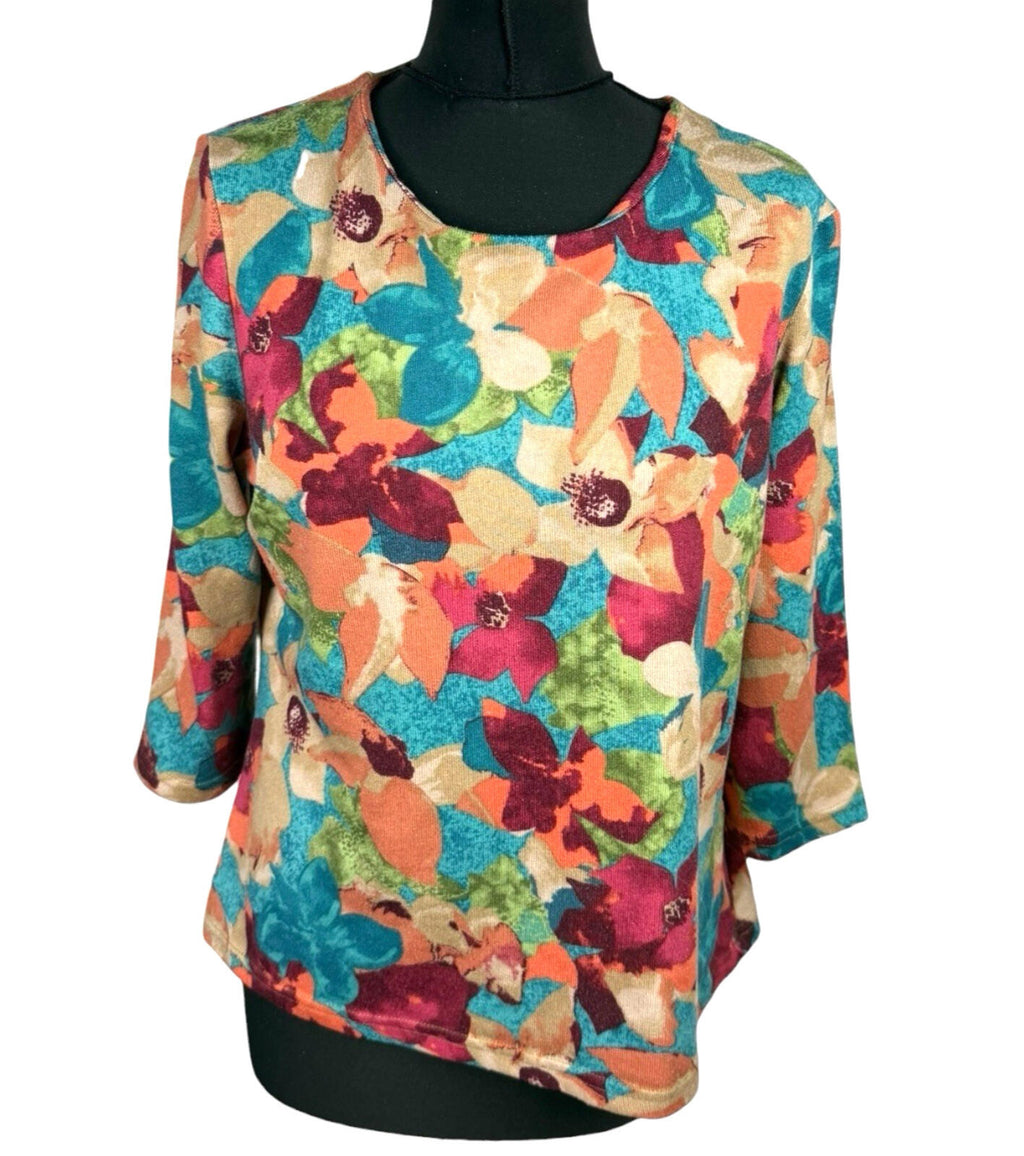 Honor Millburn Floral Top Women’s UK Size 10 3/4 Sleeve Multicolour