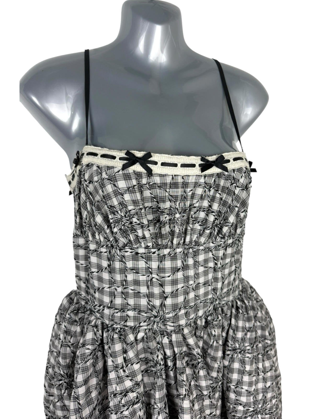 Pretty Little Thing Vintage Style Dress Retro Cute Maxi Check Women’s UK Size 8