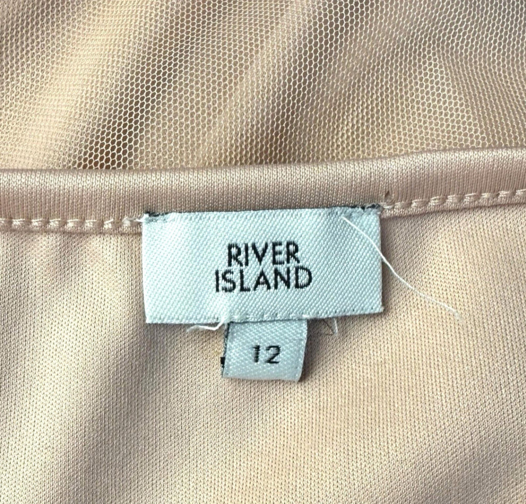 River Island Chiffon Mini Dress Women’s UK Size 12 Floral Embroidered Lined Pink