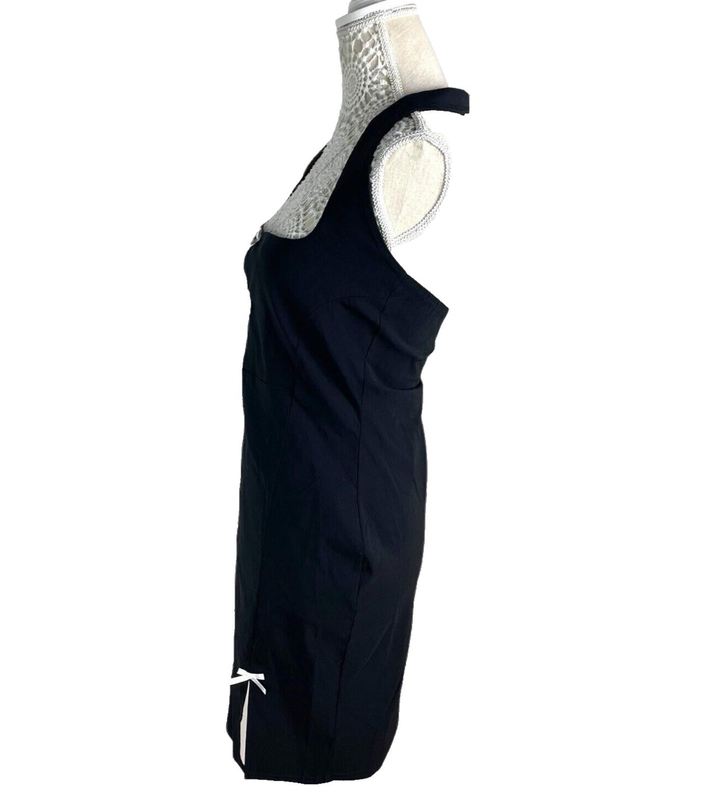 Halterneck Mini Dress Women’s UK Size 12 Black Fitted Bodycon White Bows