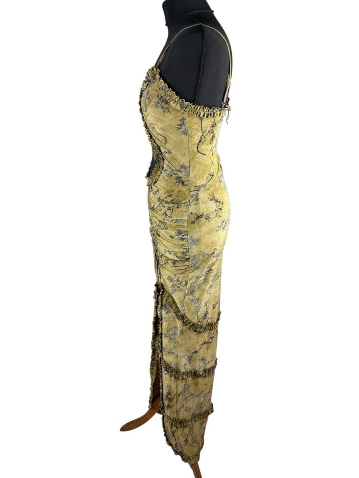Pretty Little Thing Floral Bodycon Dress Women’s UK Size 8 Ruched Cut Out Waist