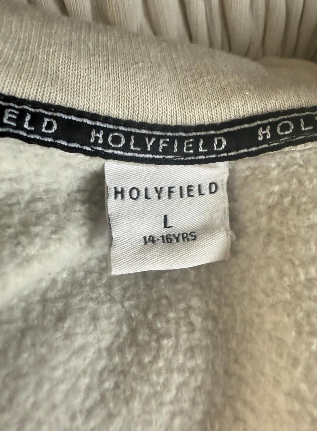 Holyfield Beige Cropped Hoodie Zip Front Quilted Arm Girls UK Age 14-15