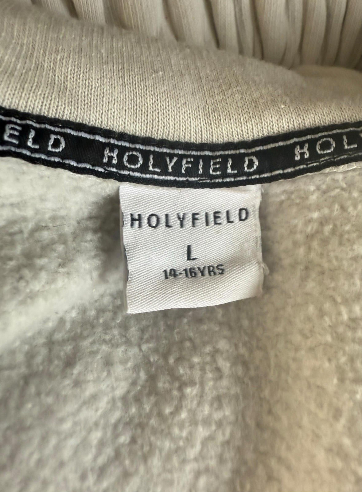 Holyfield Beige Cropped Hoodie Zip Front Quilted Arm Girls UK Age 14-15