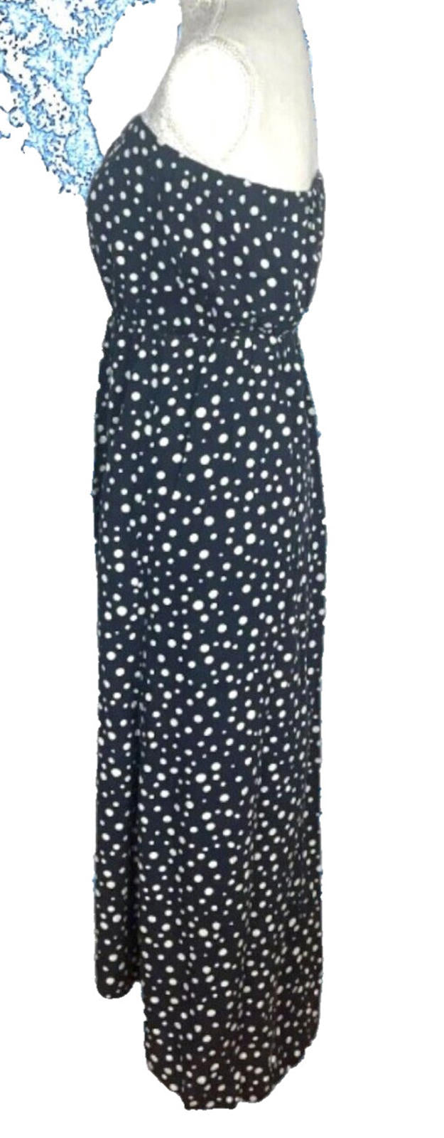 AX Paris Maxi Dress Polka Dot Navy & Cream Women's UK Size 10