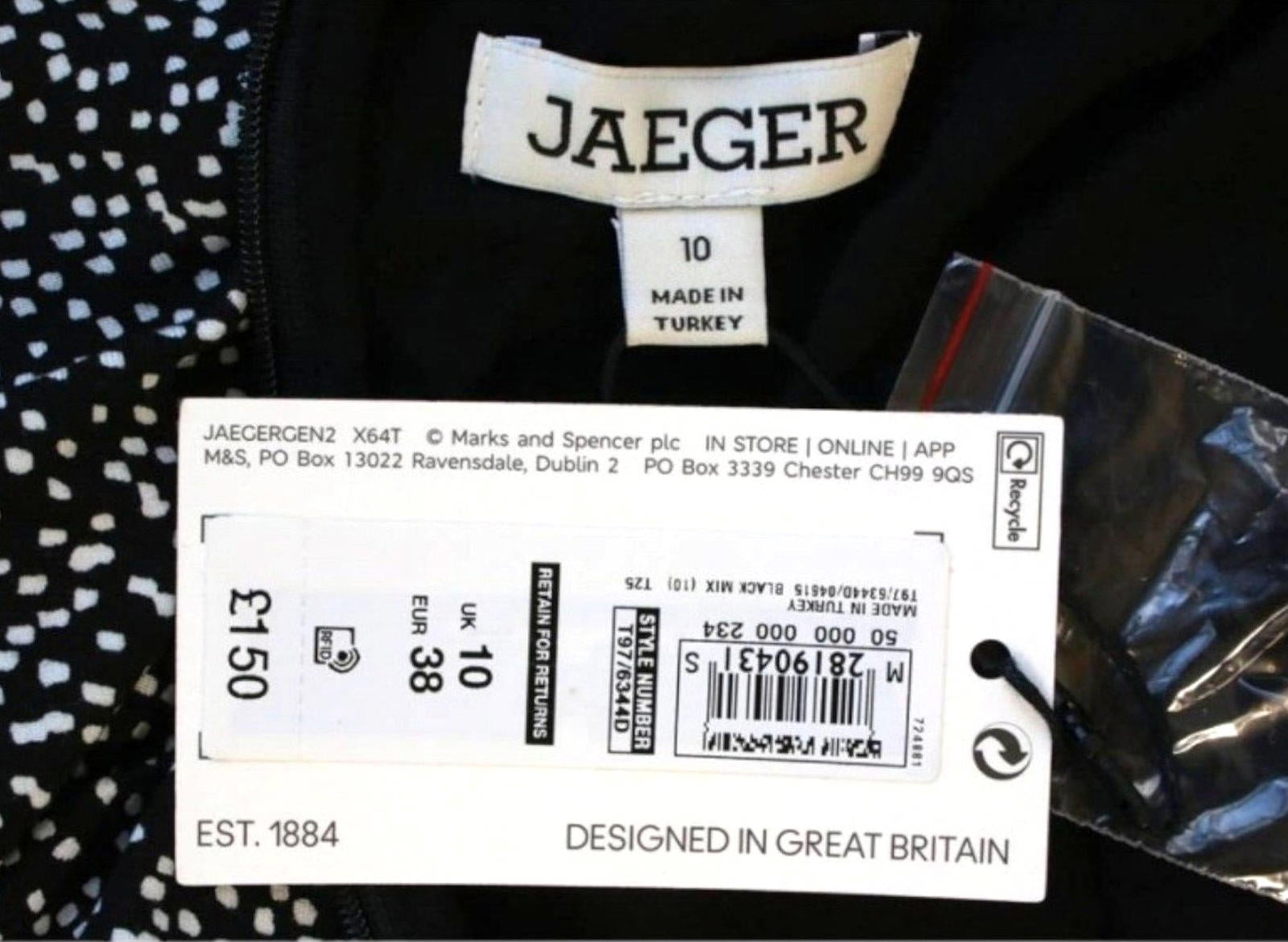 Jaeger Maxi Dress Black 3/4 Balloon Sleeve Keyhole Bust Women's UK Size 10