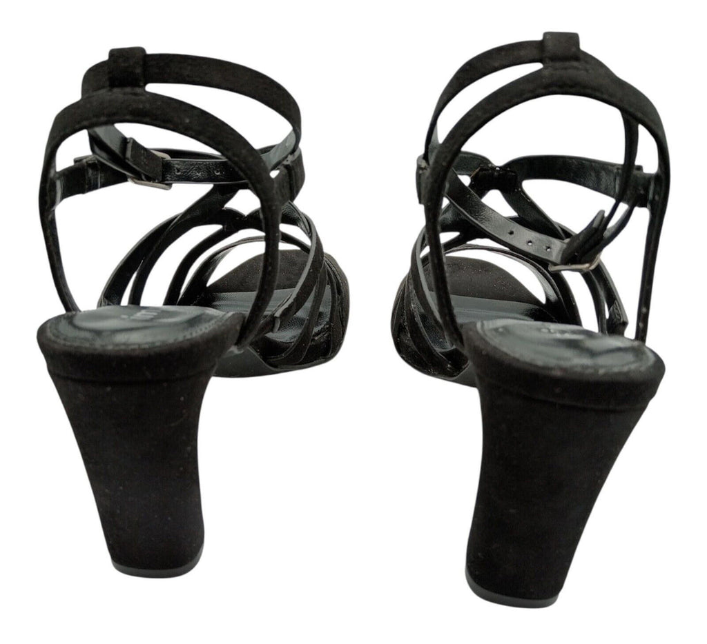 Simply Be Block Heel Platform Sandals Women's UK Size 4 Black High Strappy Shoes