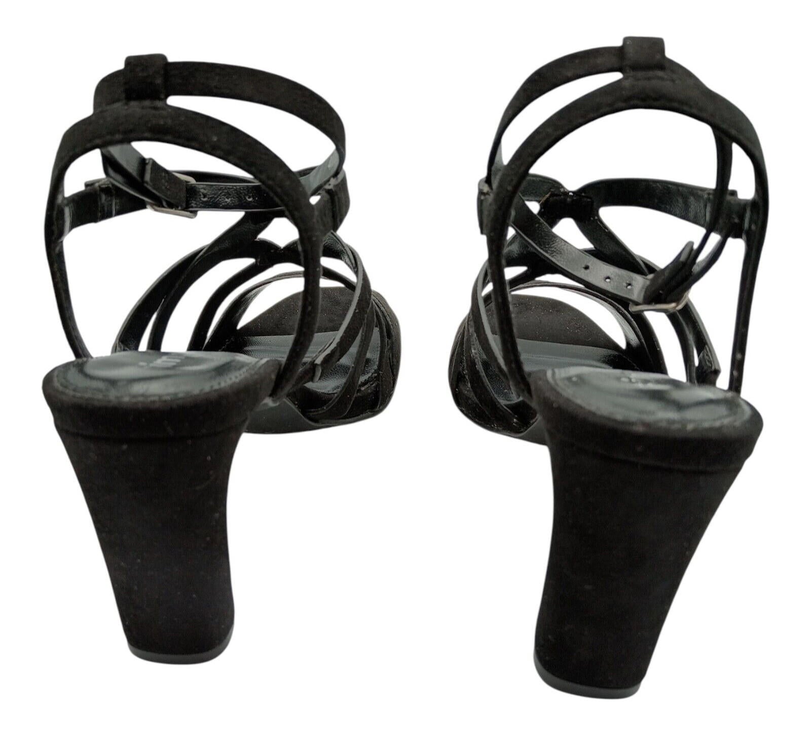 Simply Be Block Heel Platform Sandals Women's UK Size 4 Black High Strappy Shoes