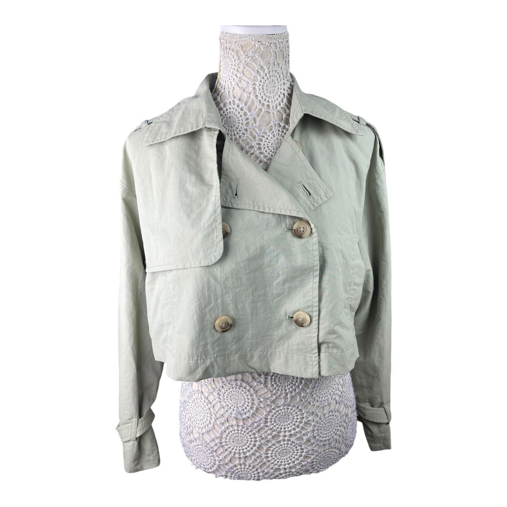 Stradivarius Light Kahki Trench Coat Cropped Relaxed Fit Women’s UK Size XS