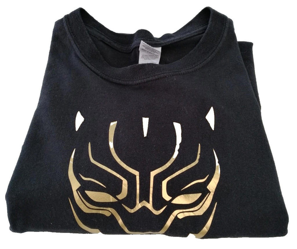 Gold Superhero Graphic Print T-Shirt Men's Size 2XL Black Crew Neck 100% Cotton