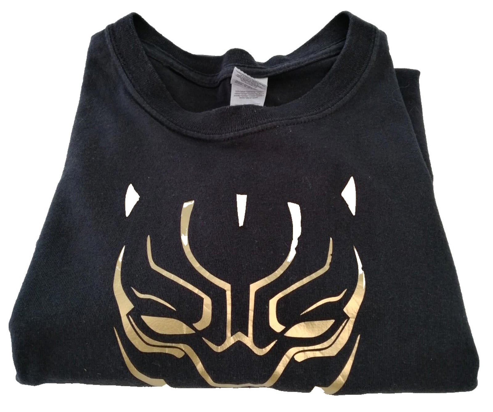 Gold Superhero Graphic Print T-Shirt Men's Size 2XL Black Crew Neck 100% Cotton