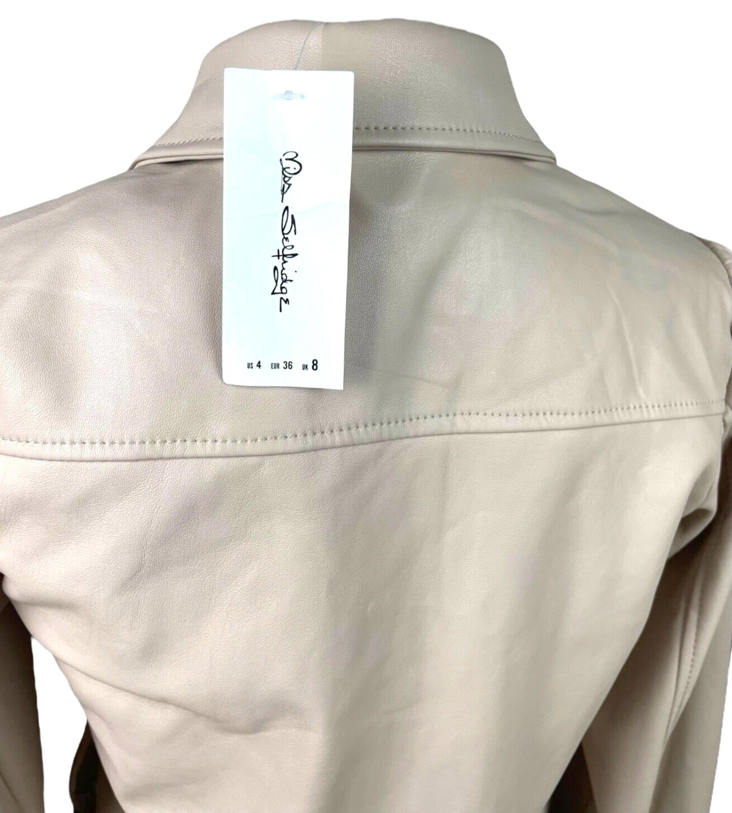 Miss Selfridge Beige Faux Leather Shirt Collared Women’s UK Size 8
