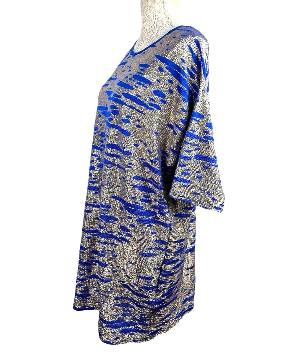 ASOS Blue & Gold Shimmer T-shirt Mini Dress Oversized Women’s UK Size 6