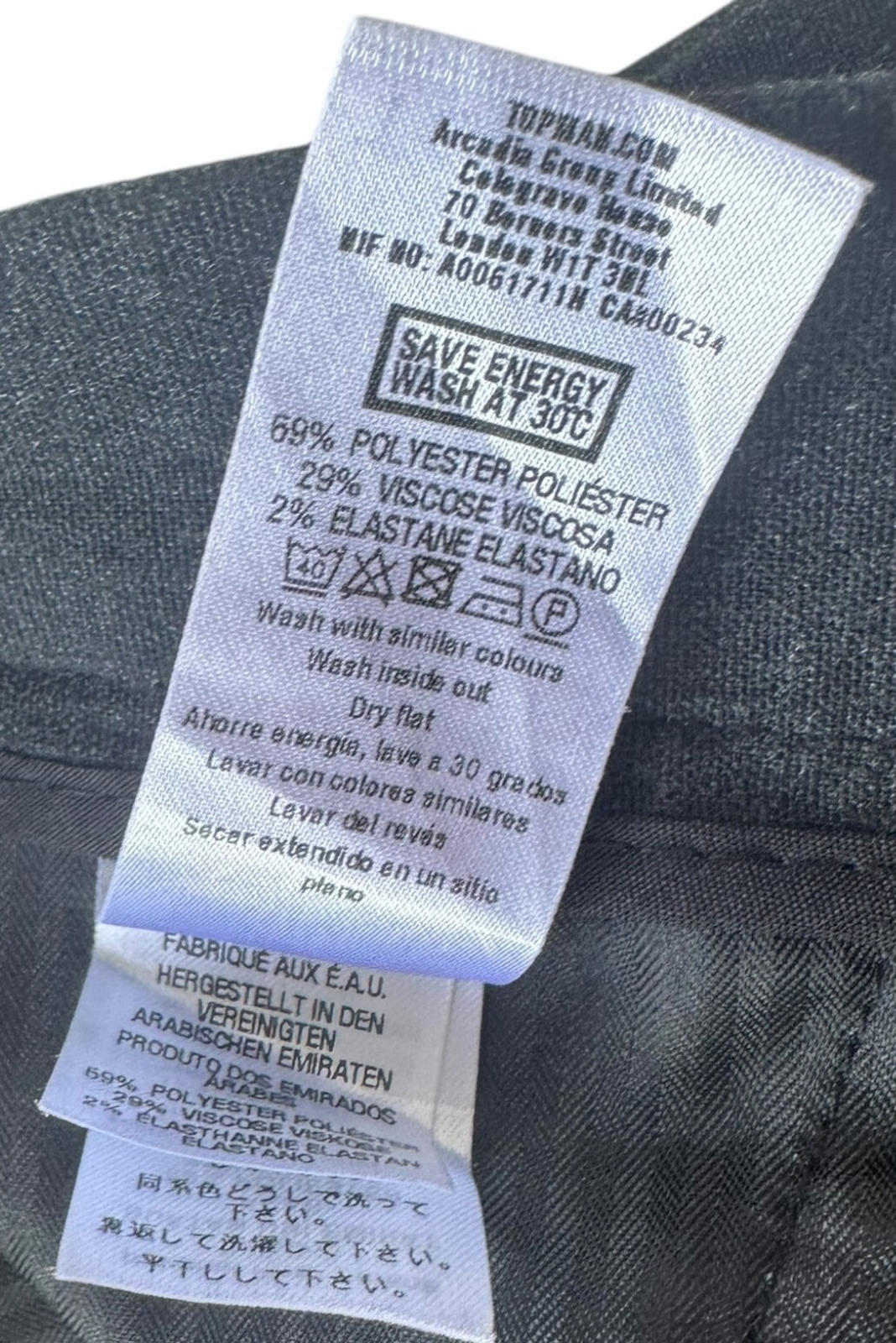 Topman Trousers Men's UK Size L Grey Regular Fit 36"W 31"L