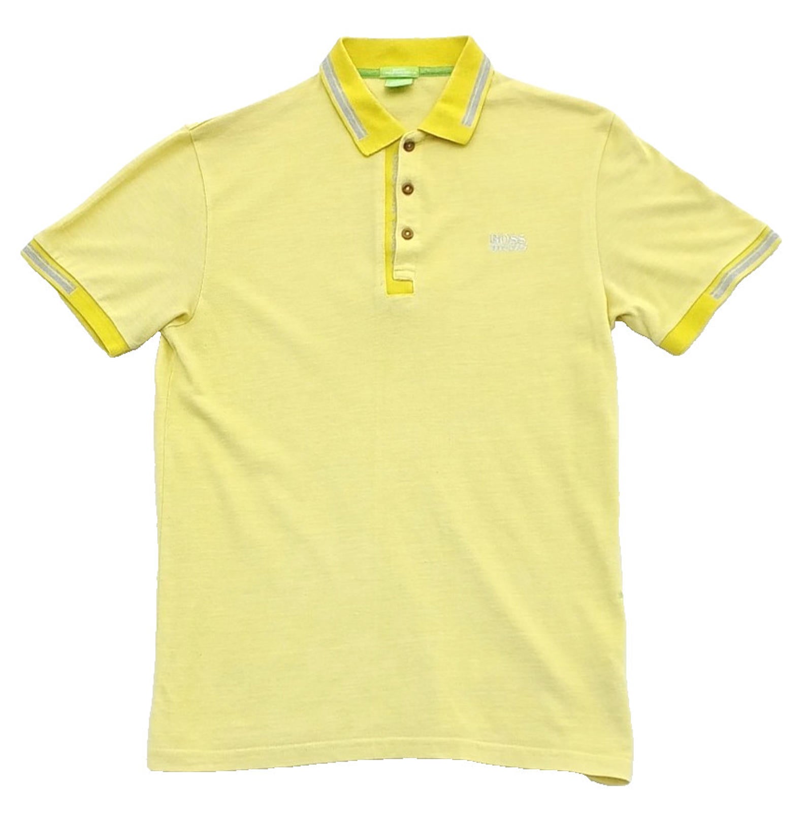 Hugo Boss Polo Shirt Men's UK Size L Yellow Short Sleeve 100% Cotton Easy Care