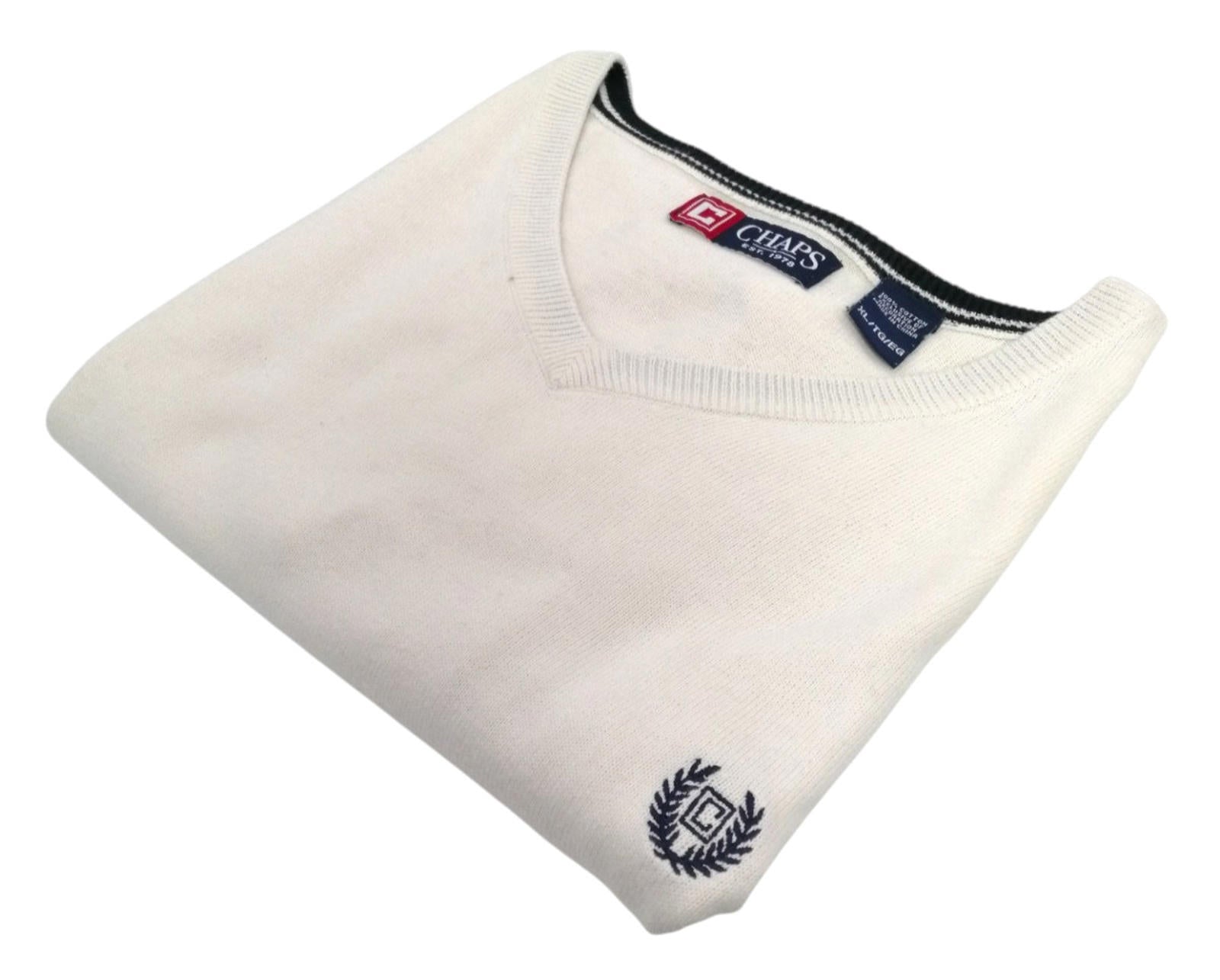 Chaps Ralph Lauren Jumper Vest Men's Size XL Sweater Sleeveless Cream Cotton