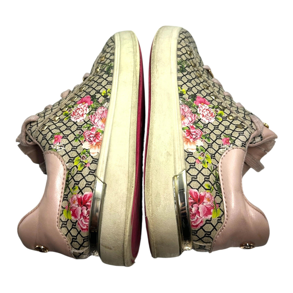 River Island Pumps Women's UK Size 1 Beige Floral Print Chrome Accents Lace Up