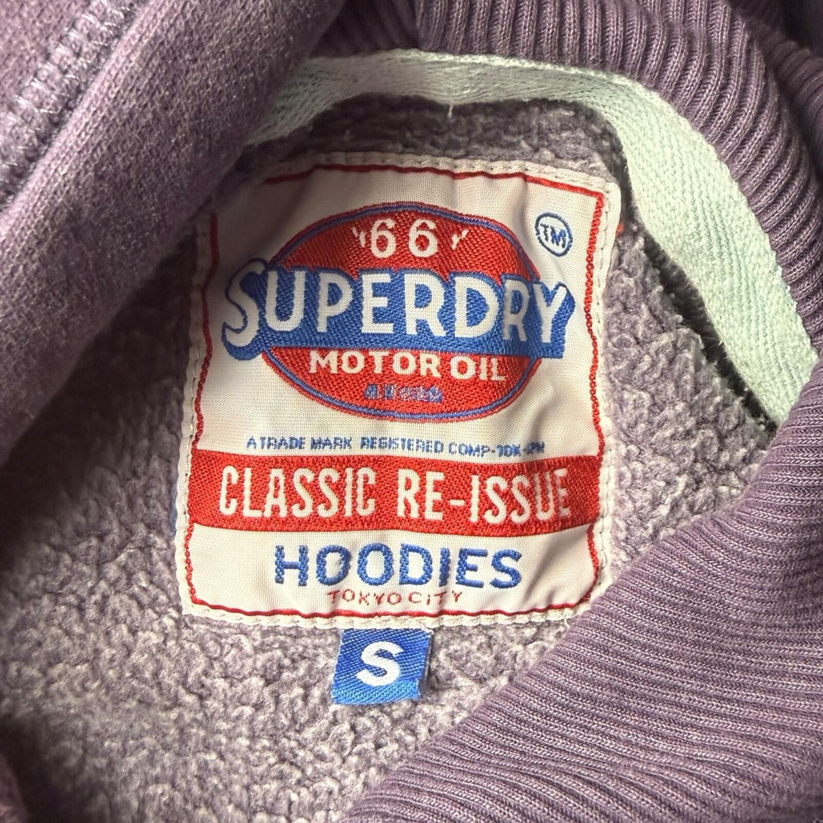 Super Dry Hoodie Women’s UK Size S Logo Print Fleece Lined Jersey Purple