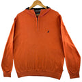 Nautica Knit Jumper Men's UK Size XL Orange Long Sleeve 1/4 Zip Sweater