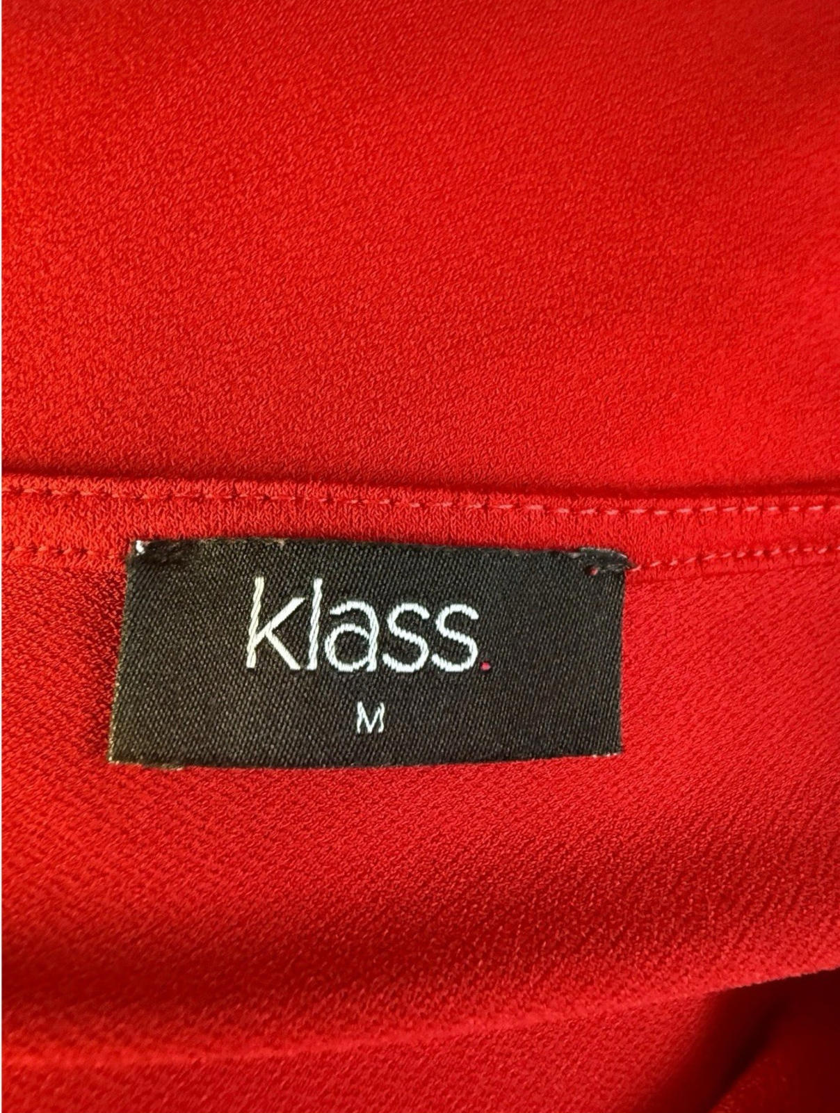 Klass Bright Red Blouse 3/4 Sleeve Gold Buckle Detail Women’s UK Size M
