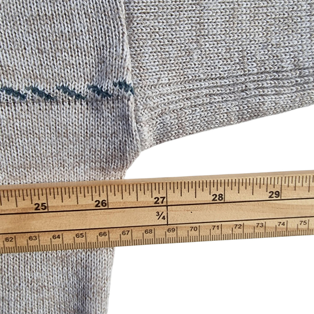 BHS Knit Jumper Men's UK Size L Beige Striped 100% Acrilic V-Neck