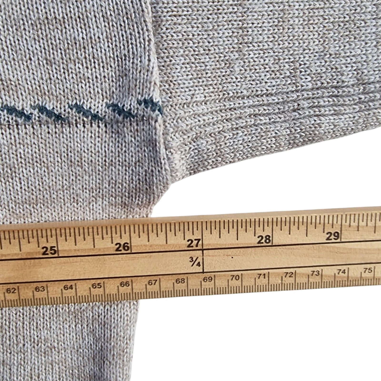 BHS Knit Jumper Men's UK Size L Beige Striped 100% Acrilic V-Neck