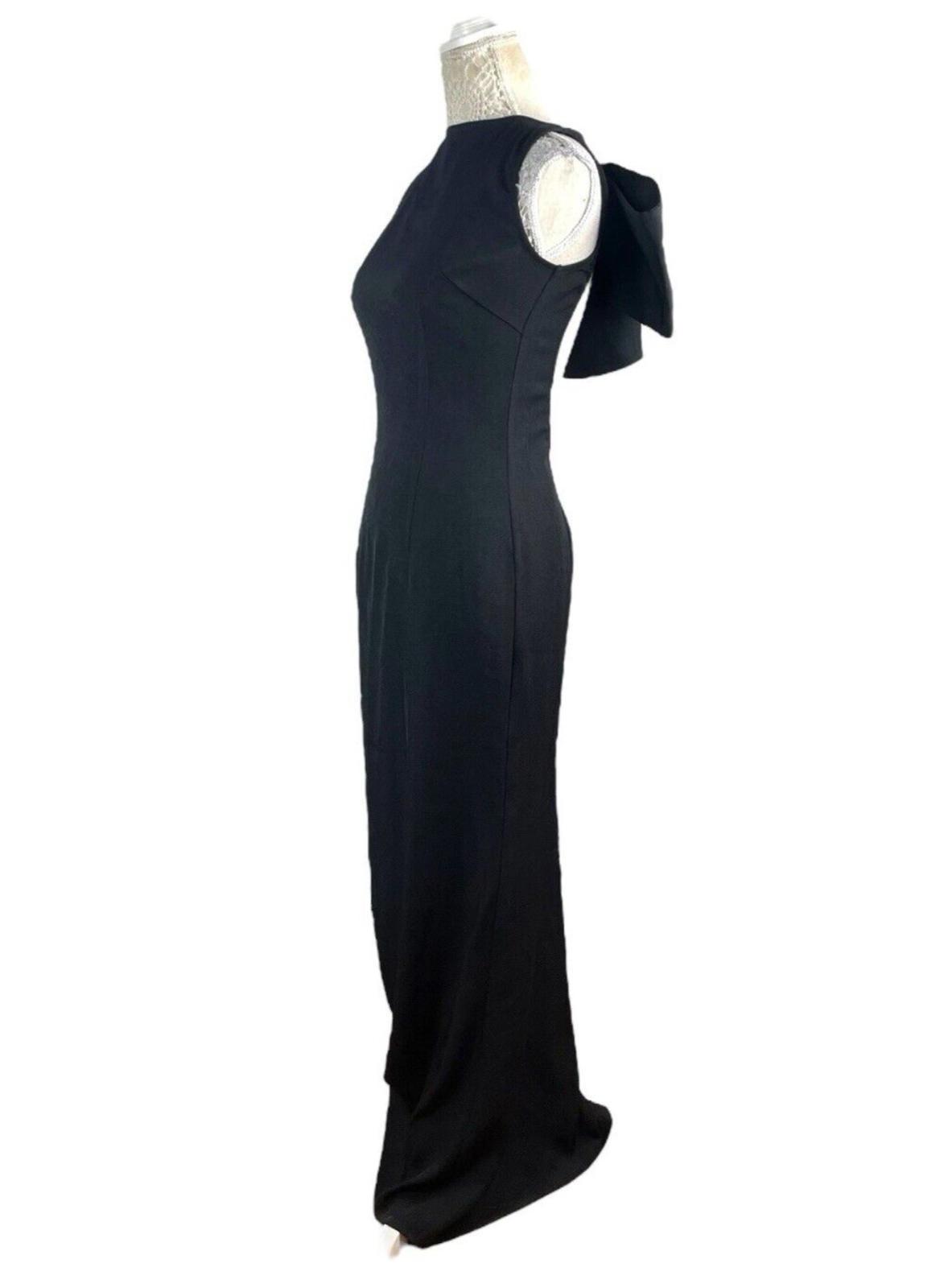 Pretty Little Thing Black Backless Maxi Dress Big Bow Detail Women’s UK Size 8