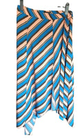 Top Shop Midi Skirt Women's UK Size 10 Blue & Pink Striped Zip Fastening Summer