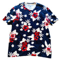 George T-Shirt Tropical Floral Print Men's UK Size L Blue Crew Neck 100% Cotton