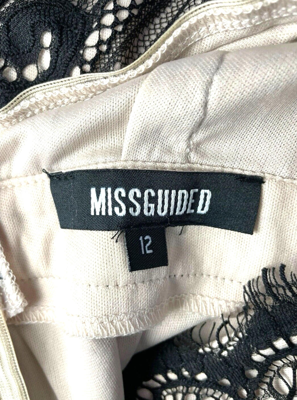 Missguided Midi Dress Lace Black & Nude Women’s UK Size 12
