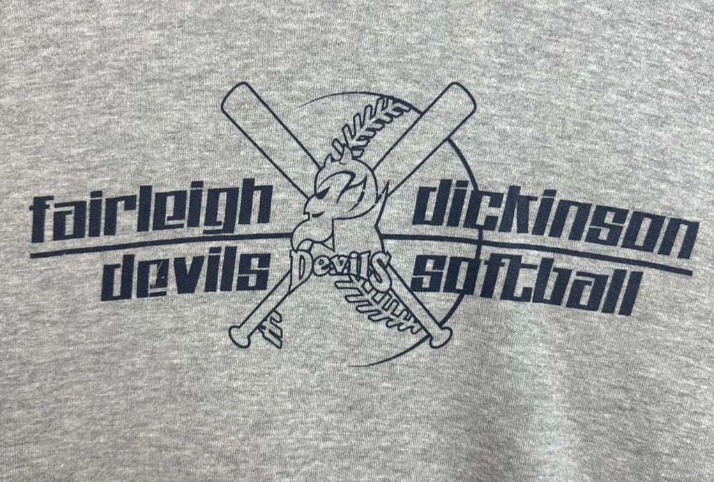 Devils Softball Hoodie Men's UK Size M Grey Hooded Jersey Pocket Drawstring