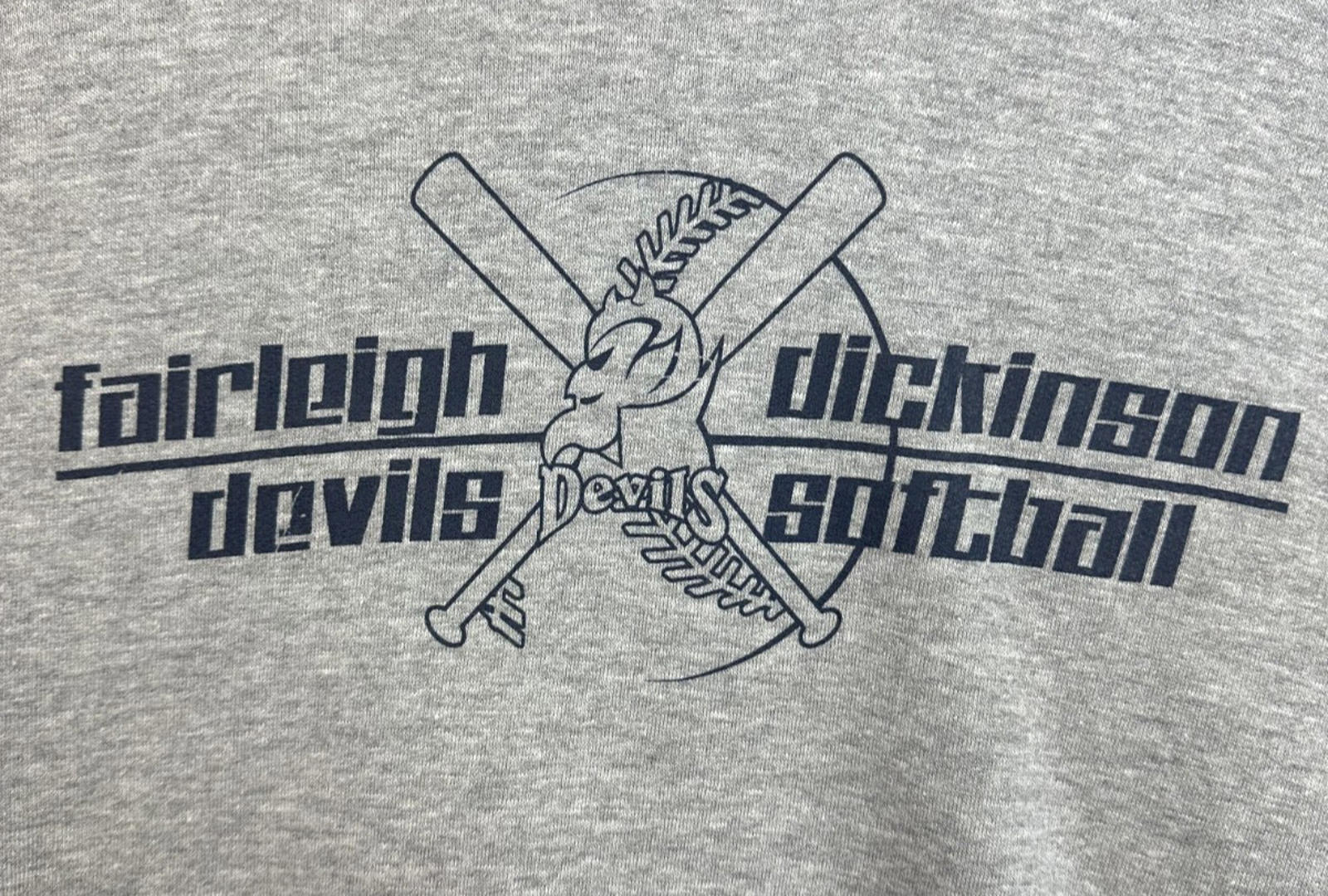Devils Softball Hoodie Men's UK Size M Grey Hooded Jersey Pocket Drawstring