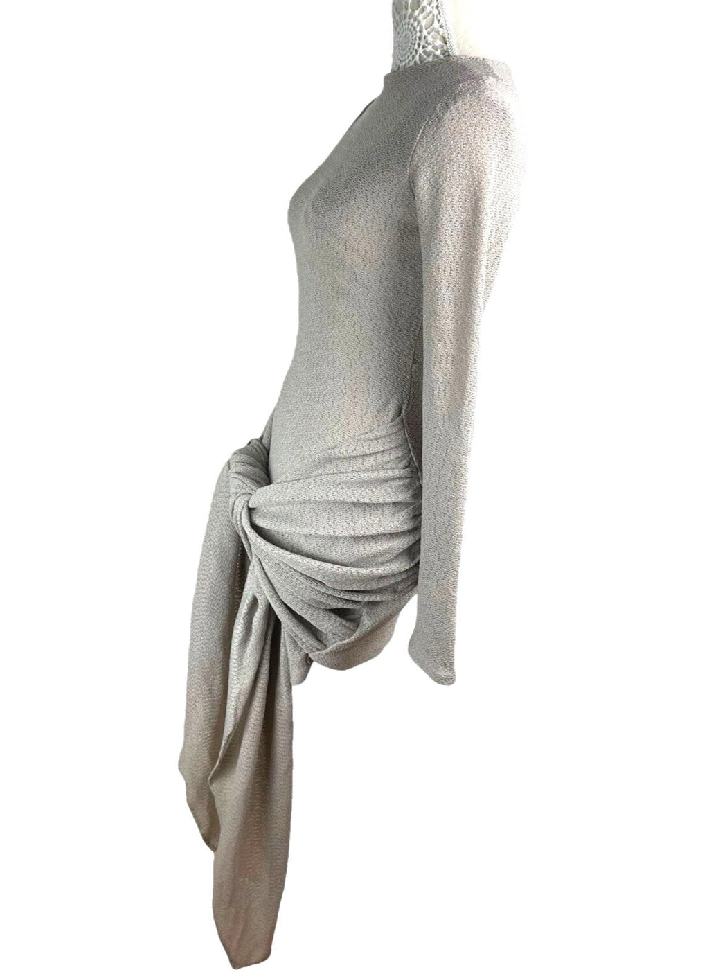 Grey Knit Wrap Fitted Dress Mini Women’s UK Size 8