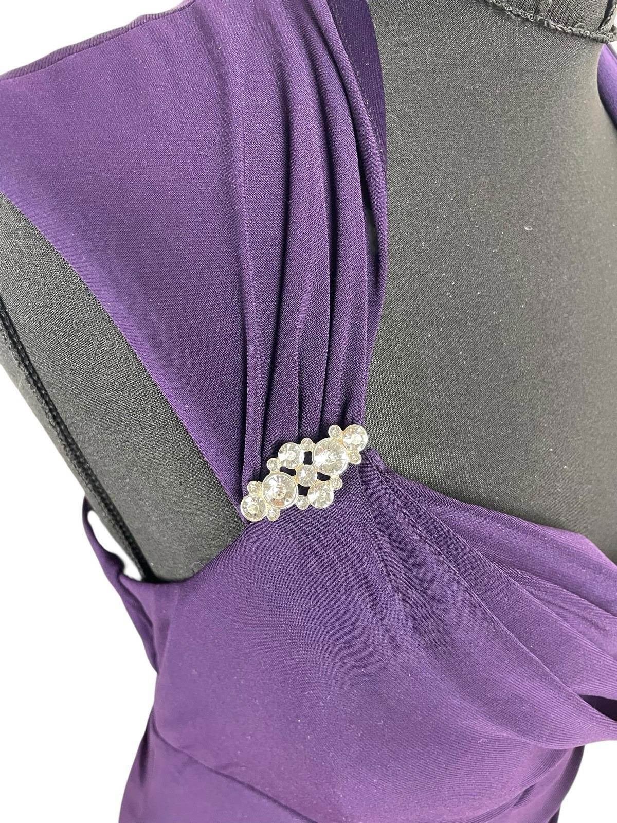 Scarlett Nite Purple Midi Dress Pencil Bodycon Dimante Detail Women’s UK Size 14