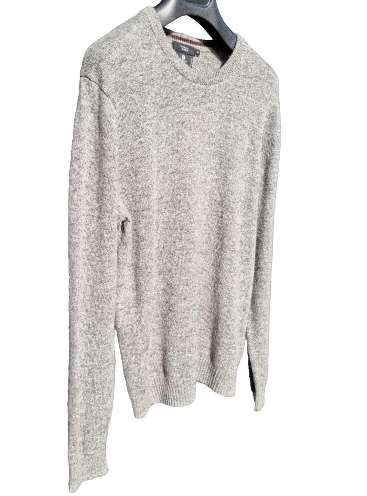 Thomas Nash Knit Jumper Men's UK Size M Grey Lambswool Mix Crew Neck Long Sleeve