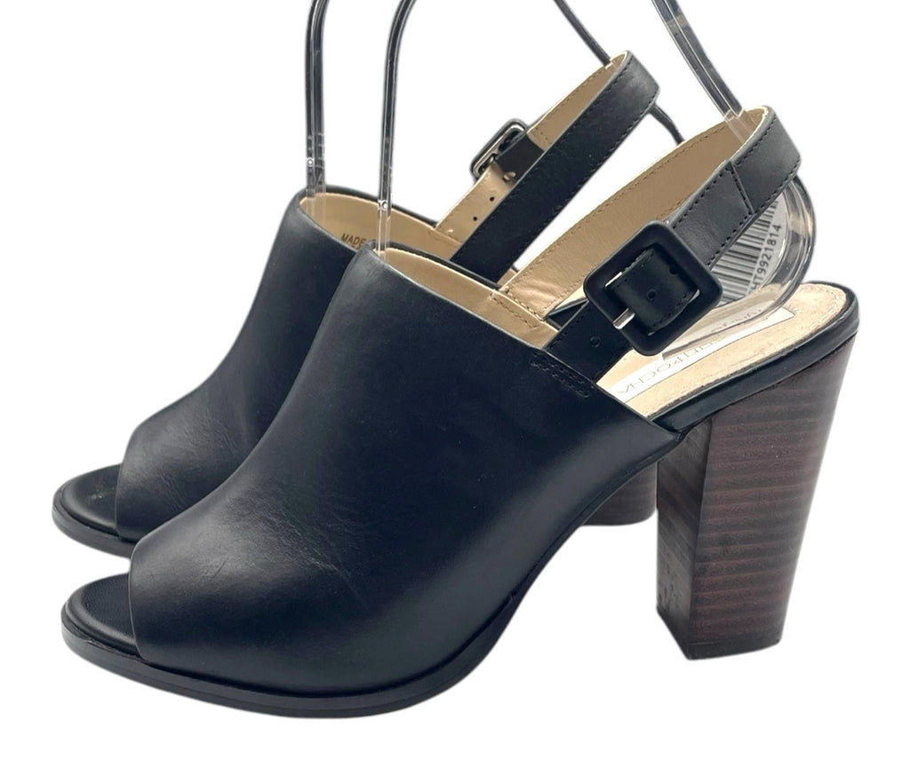 RJR John Rocha Black Leather Peep Toe Block Heel Shoes Women’s UK Size 5 (EU 38)
