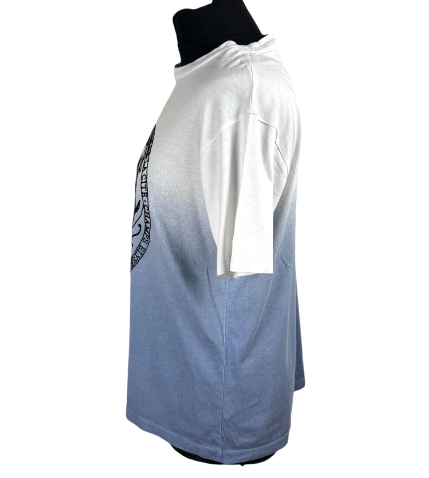 TU Textured Paris T-shirt Short Sleeve Women’s UK Size 10 Ombré White Blue