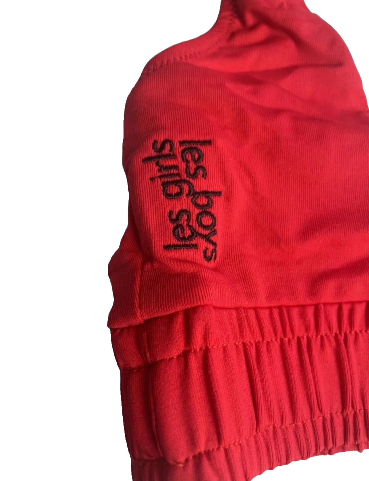 Red Super Track Bikini Crop Top UK Size XS  - Les Girls Les Boys