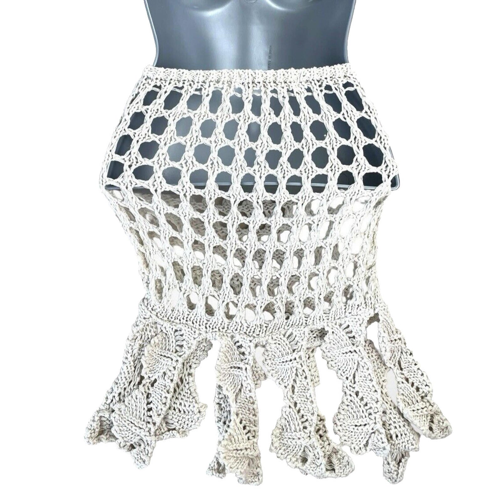 Cream Crochet Style Beach Mini Skirt Women’s UK Size XXS