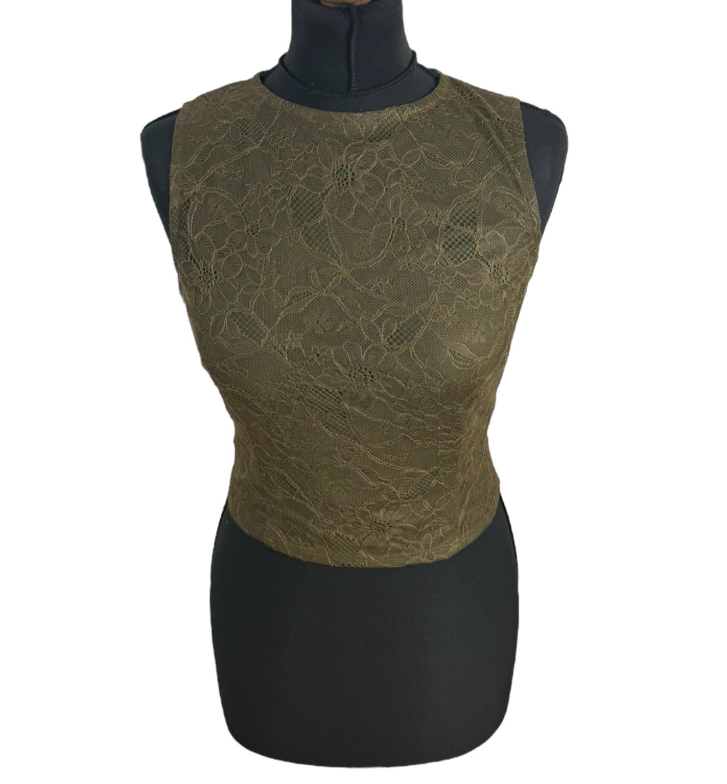 Pretty Little Thing Brown Lace Crop top Women’s UK Size 8