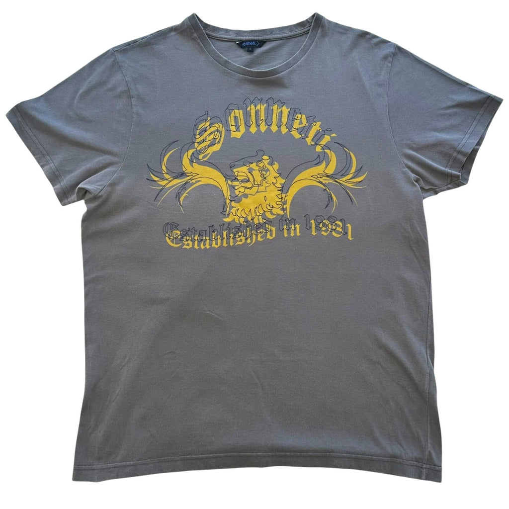 Sonneti T-Shirt Men's UK Size Large L Grey Graphic Print Crew Neck 100% Cotton