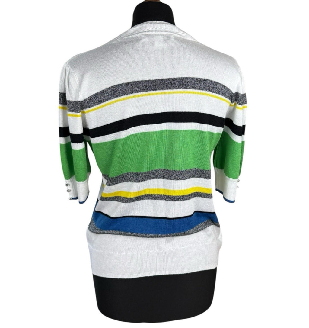 Next Thin Jumper Striped 3/4 Sleeve Women’s UK Size M Crew Neck Multi Coloured