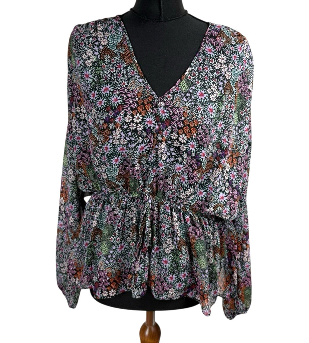 George Floral chiffon Blouse Women’s UK Size Multicolour Long Sleeve Semi Sheer