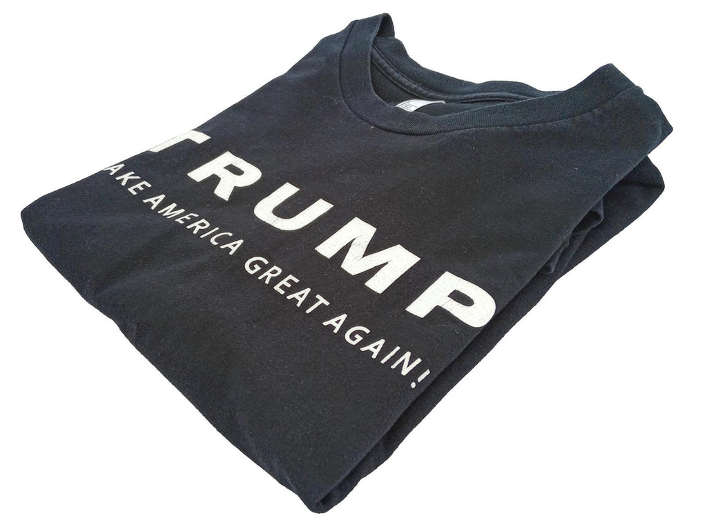 Trump Print T-Shirt Men's UK Size L Black Crew Neck USA Make America Great Again