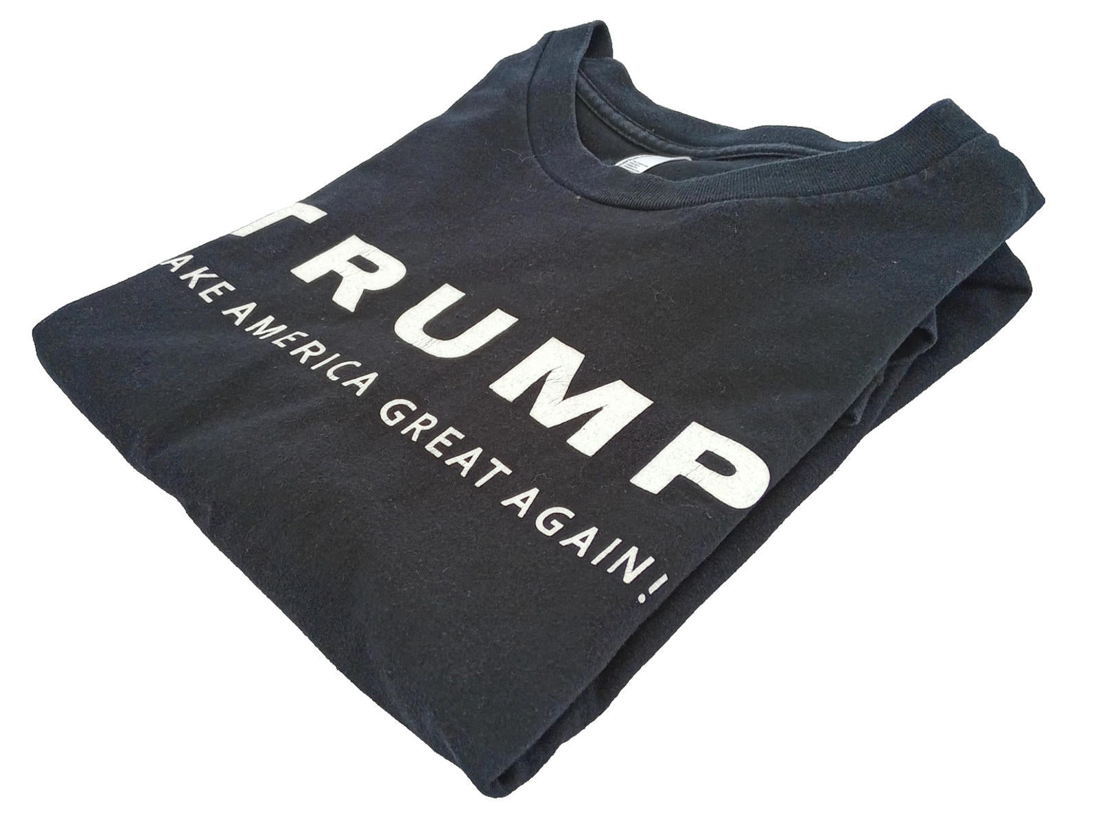 Trump Print T-Shirt Men's UK Size L Black Crew Neck USA Make America Great Again