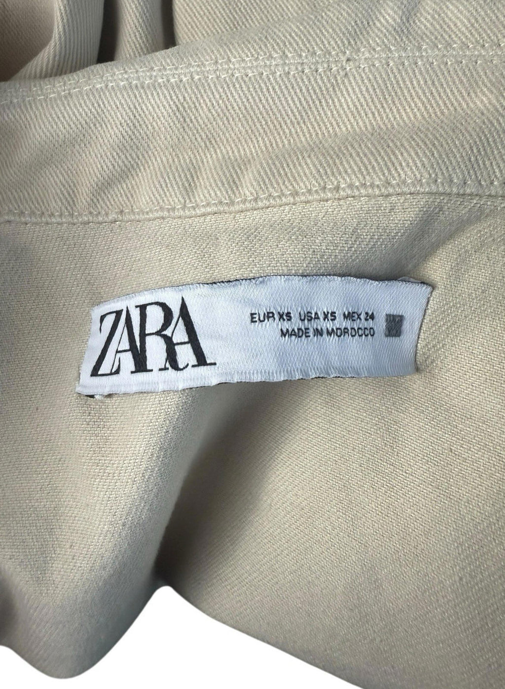 Zara Denim Jacket Oversized Collared Women’s UK Size XS Beige Button Front