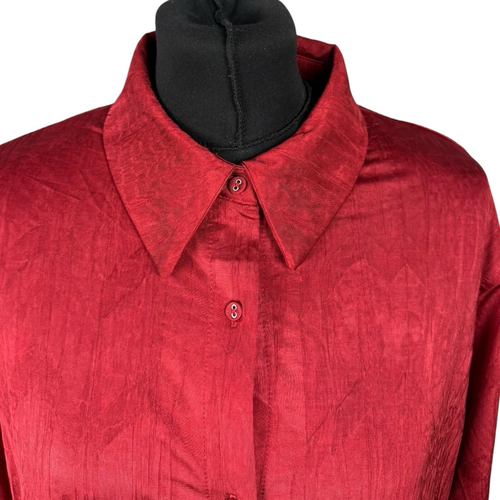 Next Satin Shirt Blouse Women’s UK Size 20 Long Sleeve Collared Red